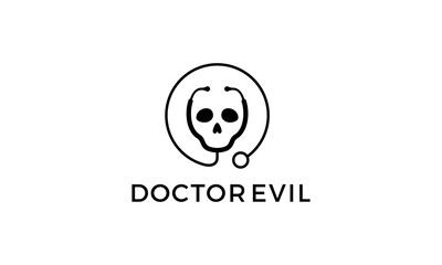 doctor stethoscope with evil devil ghost logo design concept