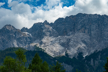 Fototapeta na wymiar The mountains of the German Alps in Bavaria - typical view. High quality photo