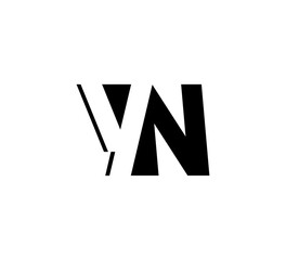 Initial letters Logo black positive/negative space YN - obrazy, fototapety, plakaty