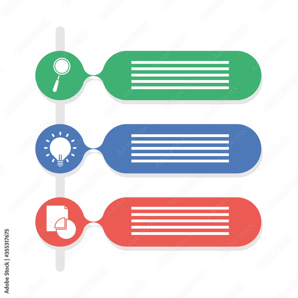 Poster timeline infographics with lupe light bulb and pie chart icons vector design