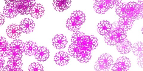 Light Pink vector doodle background with flowers.