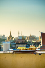 healthy balcony breakfast in cambodia