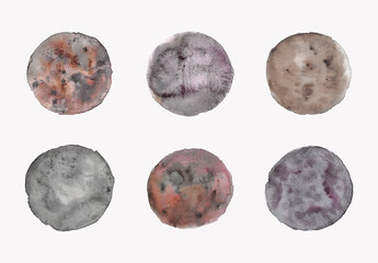 Watercolor textured circle shape set wonder hand painted 