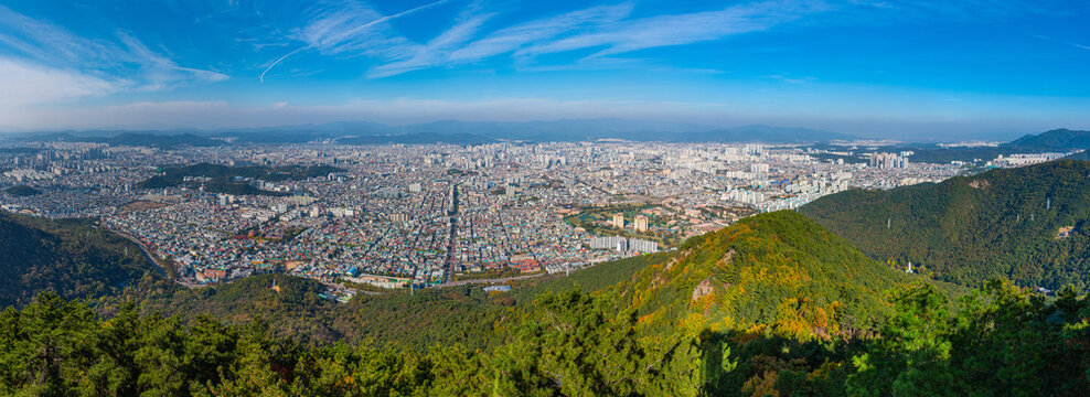 Aerial view of Daegu from Apsan mountain, Republic of Korea