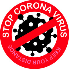 Stop Corona Virus Keep Your Distance icon sign