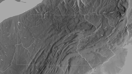 Pennsylvania, United States - outlined. Grayscale