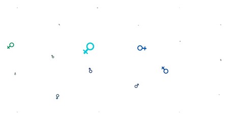 Light Blue, Green vector texture with women's rights symbols.