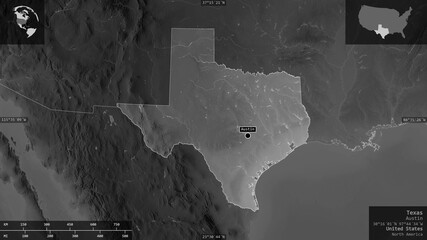 Texas, United States - composition. Grayscale