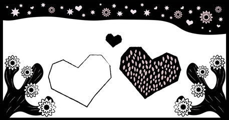Northeastern woodcut for valentine's day