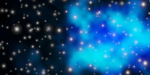 Obraz premium Dark BLUE vector template with neon stars. Blur decorative design in simple style with stars. Design for your business promotion.