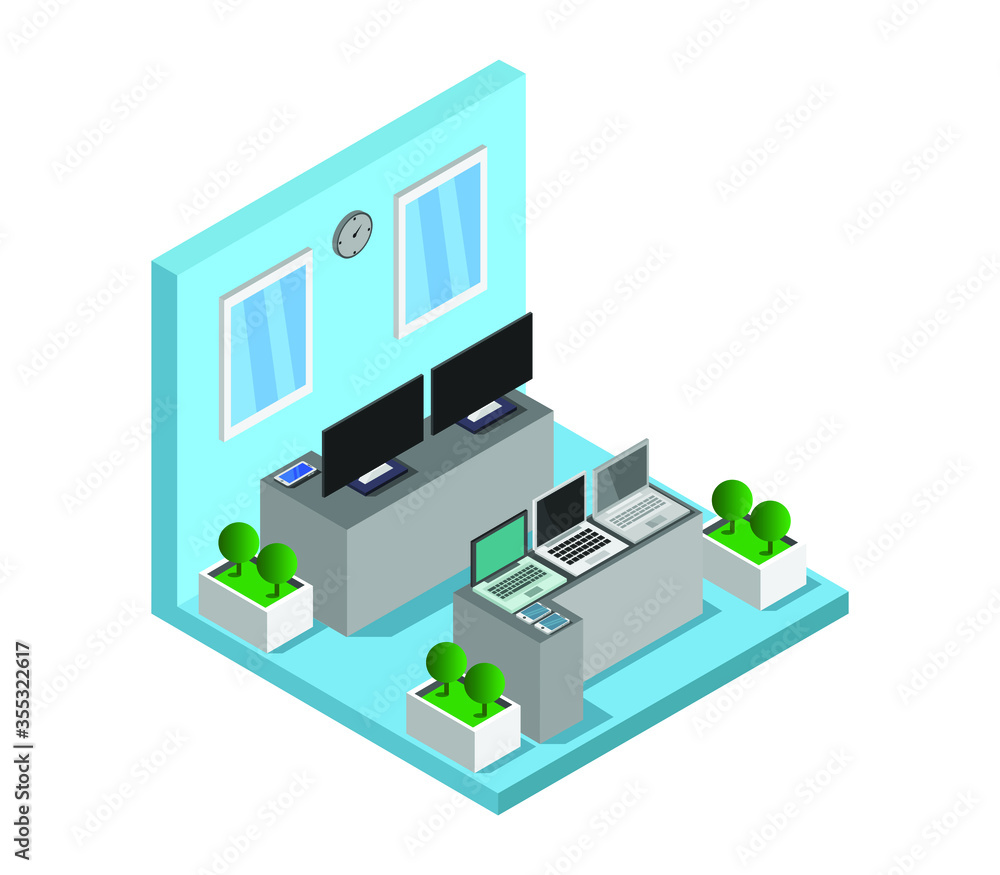 Wall mural isometric electronics store