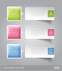 modern infographic template, paper banners with glossy plastic buttons