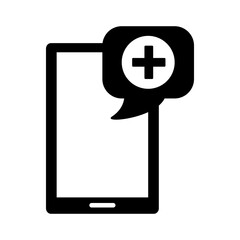 smartphone with telemedicine app silhouette style