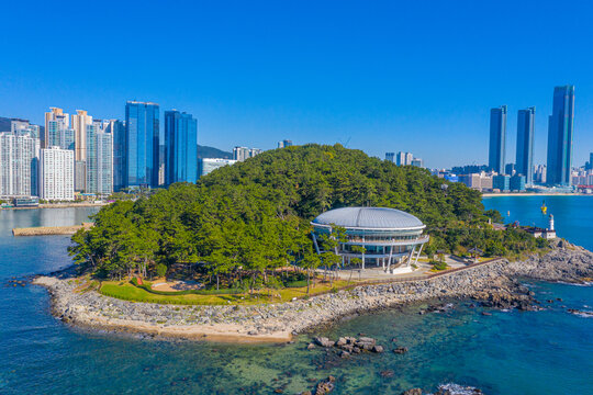Aerial view of Nurimaru APEC house in Busan, Republic of Korea