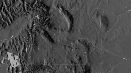 Wyoming, United States - outlined. Grayscale