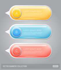 modern design template for infographics, glossy plastic banners with buttons