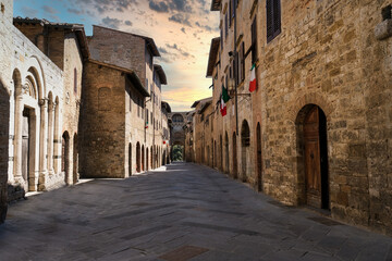 historic center of the medieval town of San Gimignano Tuscany Italy