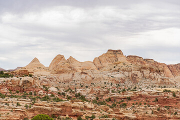 Fototapeta na wymiar Beautiful landscape along the Cassidy Arch Trail of Capitol Reef National Park