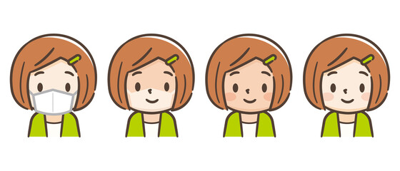 マスクをした女の子の日焼けビフォーアフター