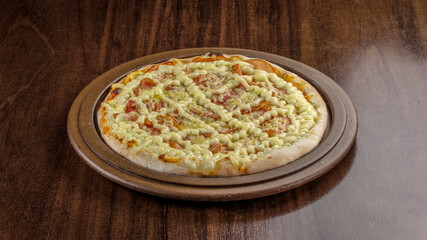 Pizza com queijo com requeijão