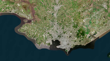 Montevideo, Uruguay - outlined. Satellite