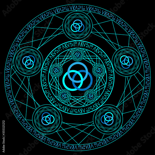 Magic Circle Ring, Magic Spell Ring Sparkle, Incantation Circle, Superpower  Horoscope Circle On Dark Background Wall Mural-Wirasak