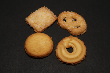 Butter Cookies, Butter Cookies on Black Background