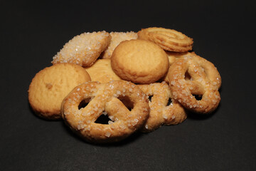 Butter Cookies, Butter Cookies on Black Background
