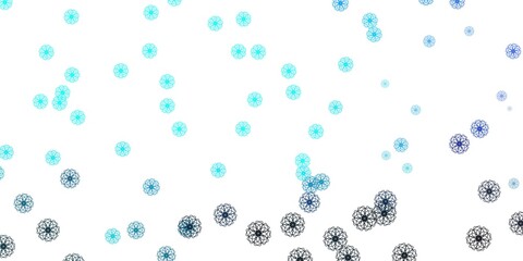 Light Pink, Blue vector doodle template with flowers.