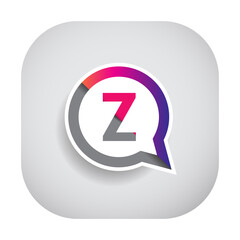 logo Z letter colorful on circle chat icon. Vector design for your logo application for company identity.