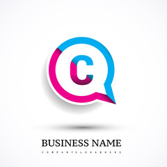 logo C letter colorful on circle chat icon. Vector design for your logo application for company identity.