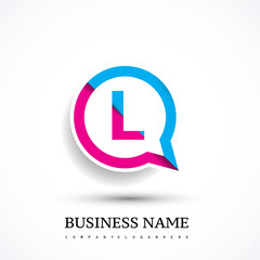 logo L letter colorful on circle chat icon. Vector design for your logo application for company identity.