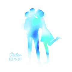 Happy father's day. Watercolor of happy family members having good time isolated on white background.  Watercolor style. Vector illustration.