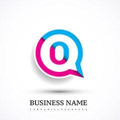 logo O letter colorful on circle chat icon. Vector design for your logo application for company identity.