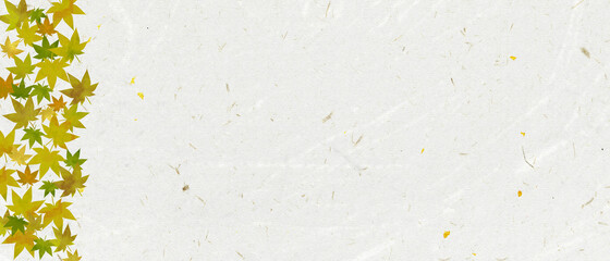 Leaf material. Japanese paper and leaf material. Leaf background.
背景：和柄 紅葉 和紙 秋 紅葉の葉っぱのイラスト素材