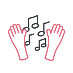Hands with music notes line style icon vector design