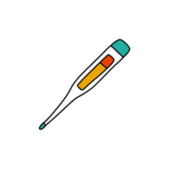 digital thermometer doodle icon, vector illustration