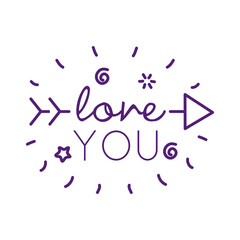 Love you text with arrow line style icon vector design