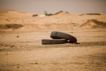 Old tires in desert