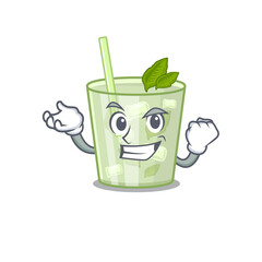 A funny cartoon design concept of mojito lemon cocktail with happy face