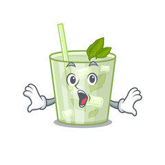 Mojito lemon cocktail mascot design concept having a surprised gesture