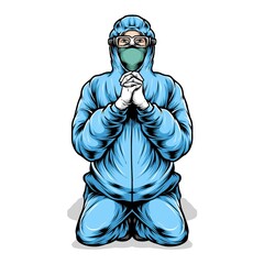 medical staff praying vector illustration