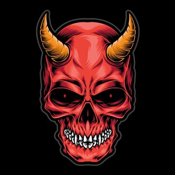 devil skull head vector logo