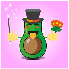 Cute half avocado magician cartoon character design