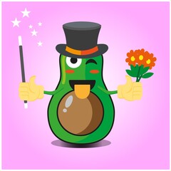 Cute half avocado magician cartoon character design