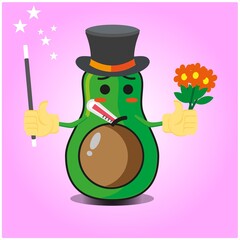 Cute half avocado magician cartoon character design