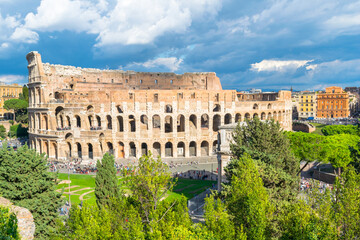 Fototapeta na wymiar The spectacular Colosseum (Coliseum) one of the 7 Wonders of the Modern World - Rome, Italy