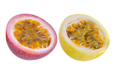 Passion fruit isolated on white background.