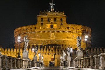 Wonderful night view of Castle Sant Angelo - Rome/Italy