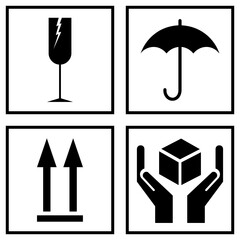 Fragile symbol vector set isolated on white background	